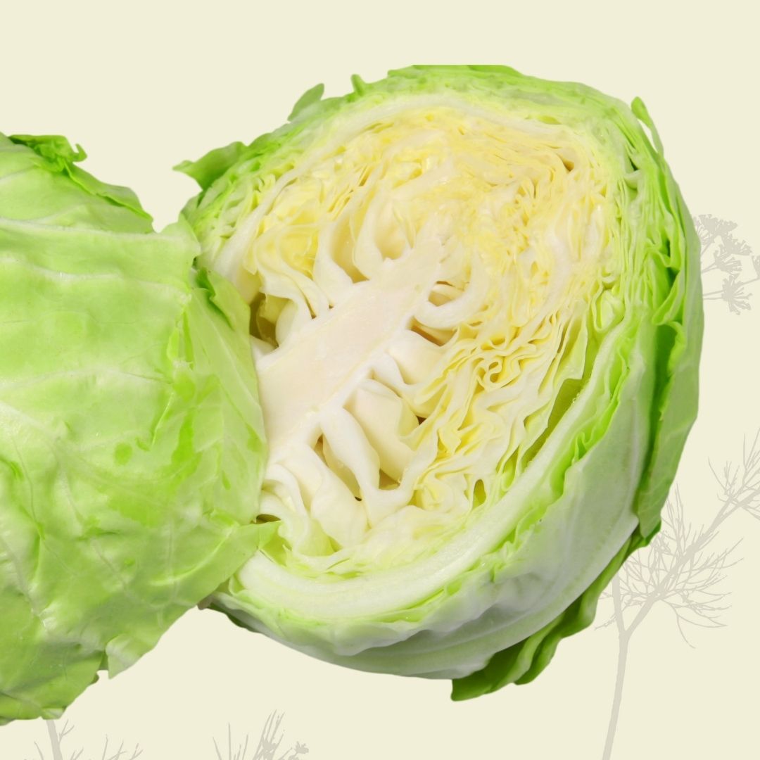 Cabbage: Green (half head) - Certified Organic